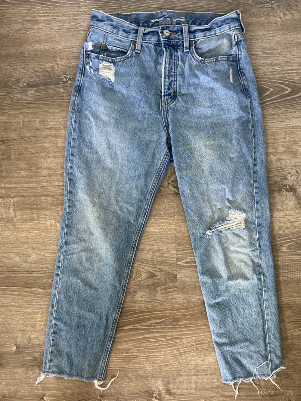 Old Navy Light Blue High-Rise Distressed Jeans